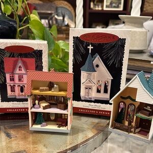 Hallmark Keepsake Ornament Victorian painted lady Town Church Miniature Houses